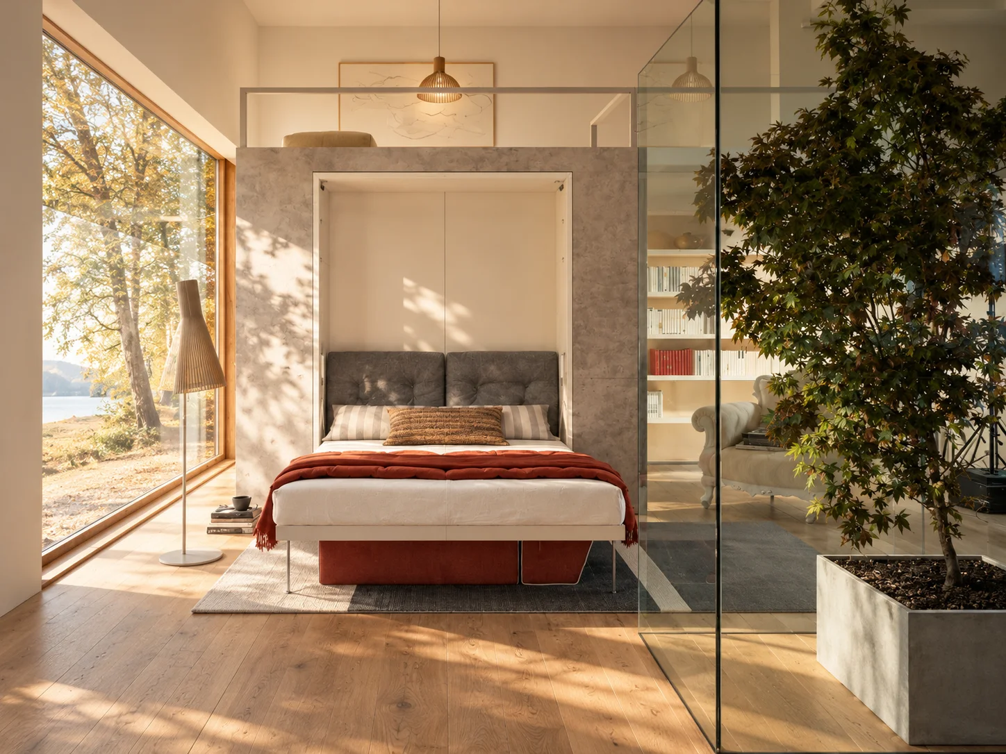Le même loft, lit escamotable ouvert pour la nuit